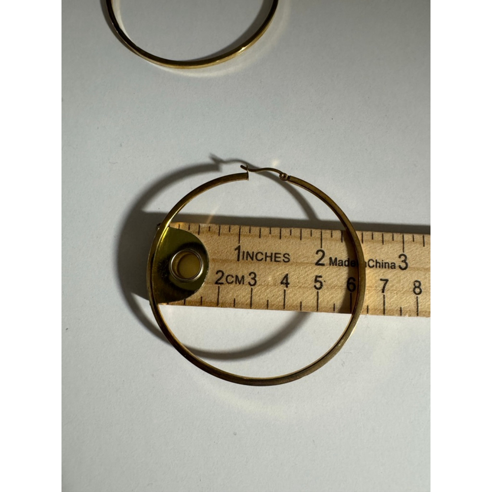 14K Gold sterling silver large thin hoop earrings. Macy’s Bridge Jewelry Hoops - Picture 6 of 10